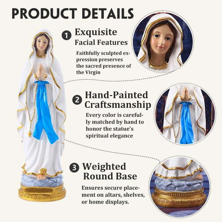 QIANLING 22cm Jungfrau Maria Statue, Religiöses Geschenk Gesegnete Mutter Jungfrau Maria Figur, Harz