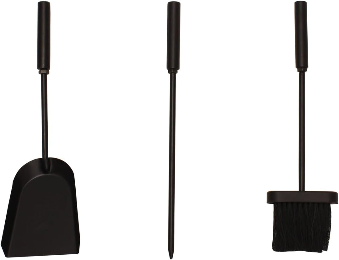 JVL Belmont modernes Kaminbesteck Curve Werkzeug Set, Stahl, schwarz, 23 x 15 x 45 cm,