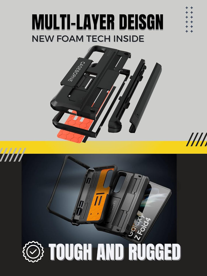 CaseBorne V Kompatibel mit Samsung Galaxy Z Fold 4 Case - Vollschutzhülle mit Semi-Auto Scharnier-Co