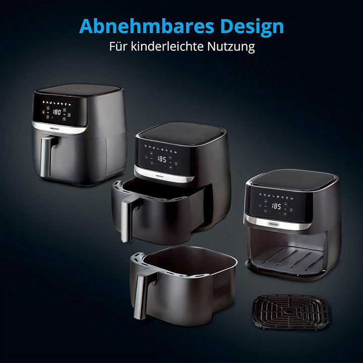 MEDION E50 XL Heissluftfritteuse (5,7 Liter Frittierkorb, ca. 1700 Watt, Digitales Bedienfeld, 8 Aut