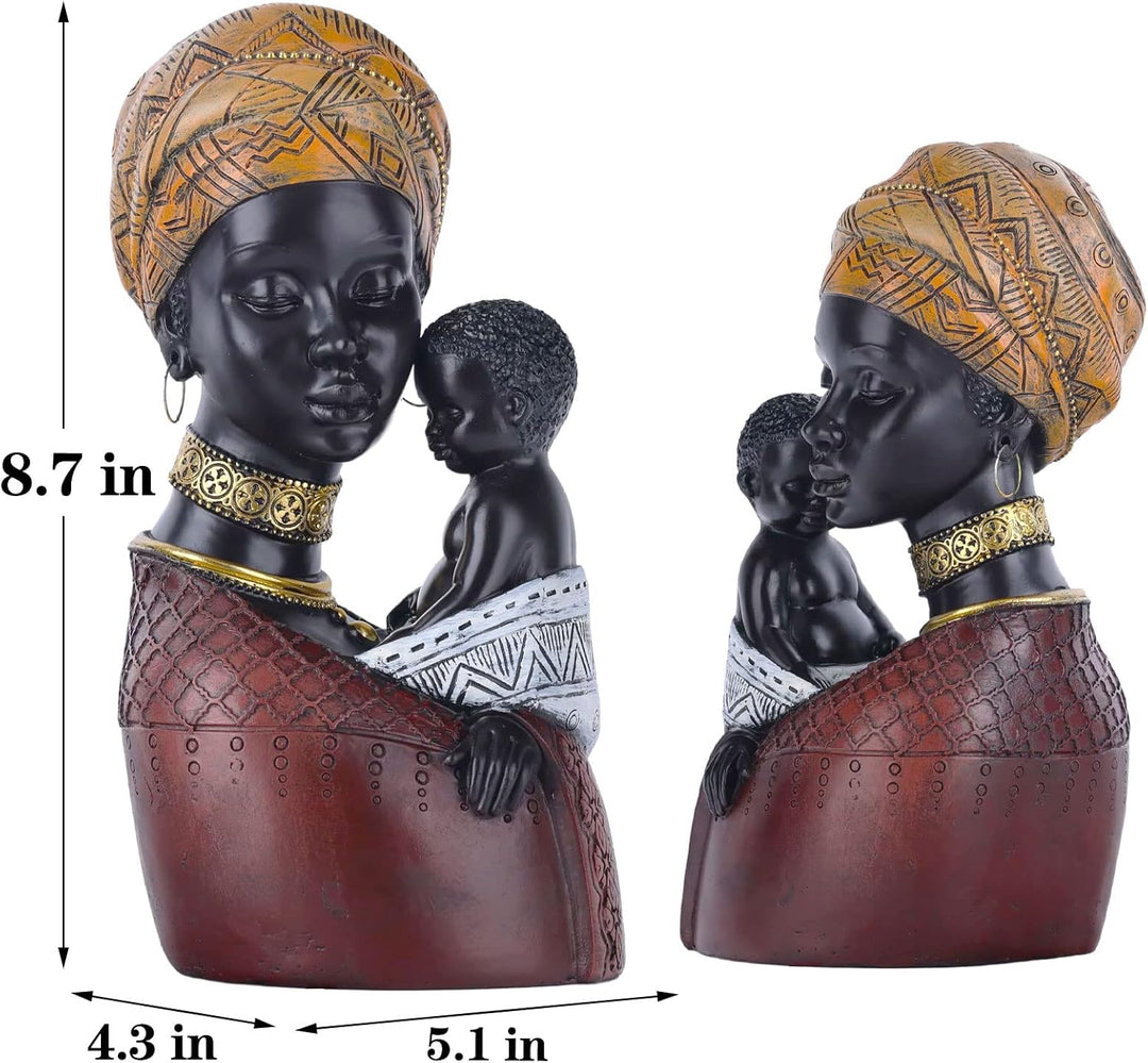 Home Decor Afrikanische Kunst Skulpturen, afrikanische Frau und Sohn Statue, Schwarze Statuen afrika
