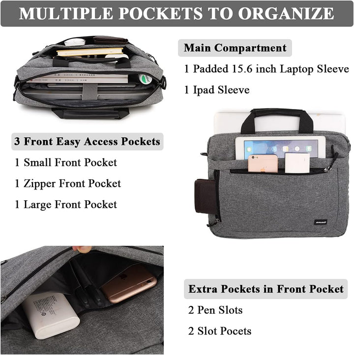 RAVUO Laptoptasche Herren, Laptop Aktentaschen 15.6 zoll Umhängetasche Wasserdichte Computertasche T