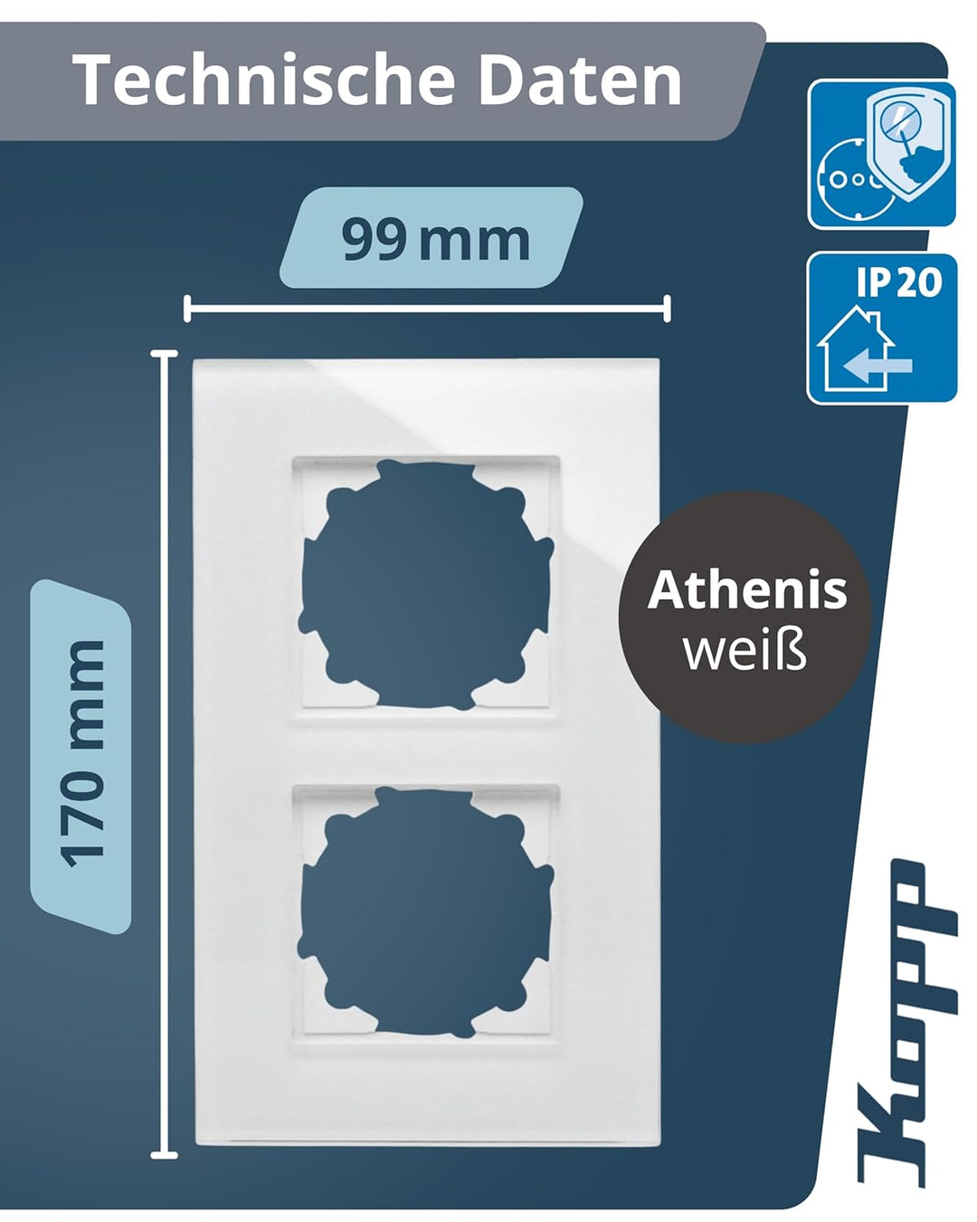 Kopp 405402018 2-Fach Echtglas-Rahmen Abdeckrahmen Glas Weiss 2-fach Weiss, 2-fach Weiss