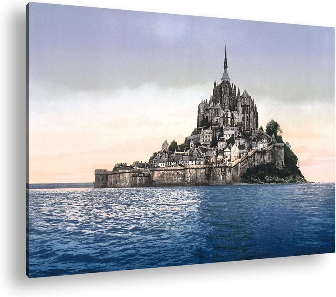 deyoli Küste von Mont St Michel Format: 100x70 als Leinwandbild, Motiv fertig gerahmt auf Echtholzra