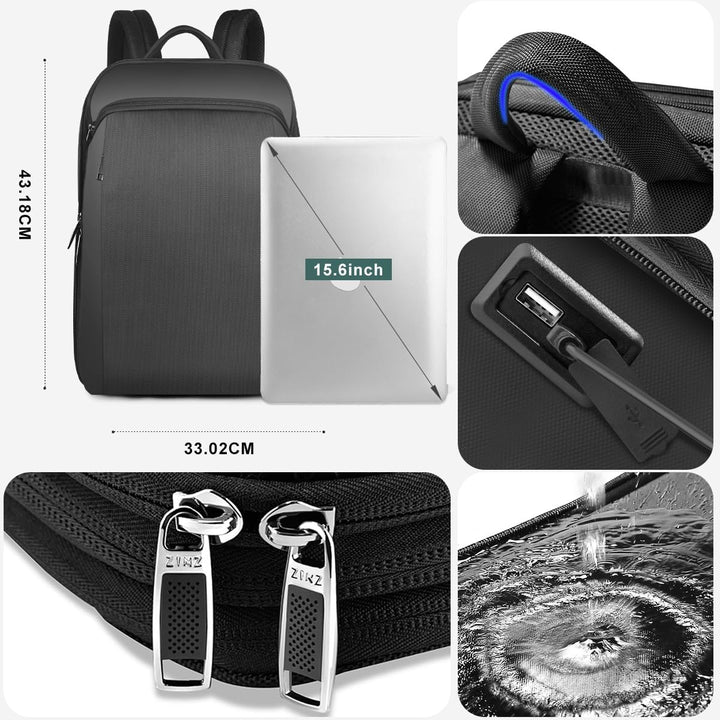 ZINZ 15 15.6 16 Zoll Rucksack Schlank und Erweiterbar Anti Diebstahl Tasche Laptop Rucksack,Schulruc