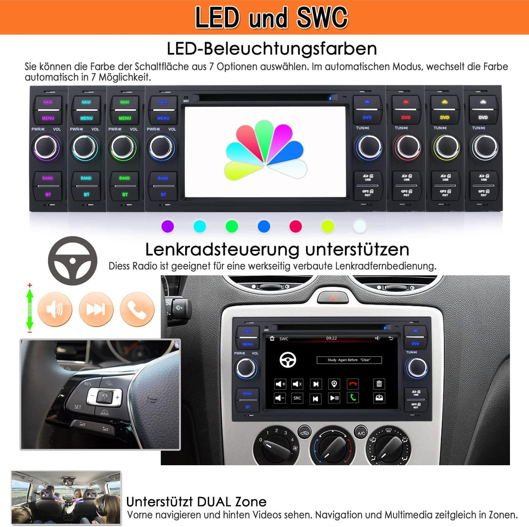 iFrego 7" HD Autoradio DVD Player GPS Navigation RDS SD Bluetooth Touchscreen mit sat NAV GPS Naviga