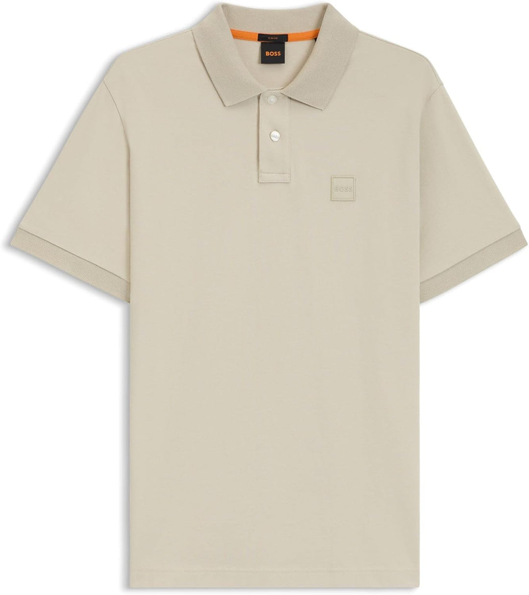 BOSS Herren Passenger Slim-Fit Poloshirt aus Stretch-Baumwolle mit Logo-Aufnäher M Light Beige271, M