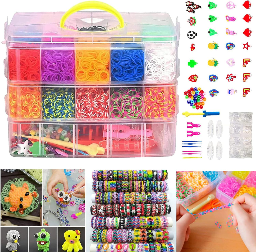 Loom Bands Kit, 15000 Stck DIY Gummibänder Set für Kinder Mehrfarbiges Set Herstellung Elastischen A