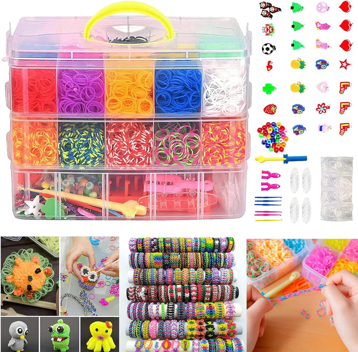 Loom Bands Kit, 15000 Stck DIY Gummibänder Set für Kinder Mehrfarbiges Set Herstellung Elastischen A