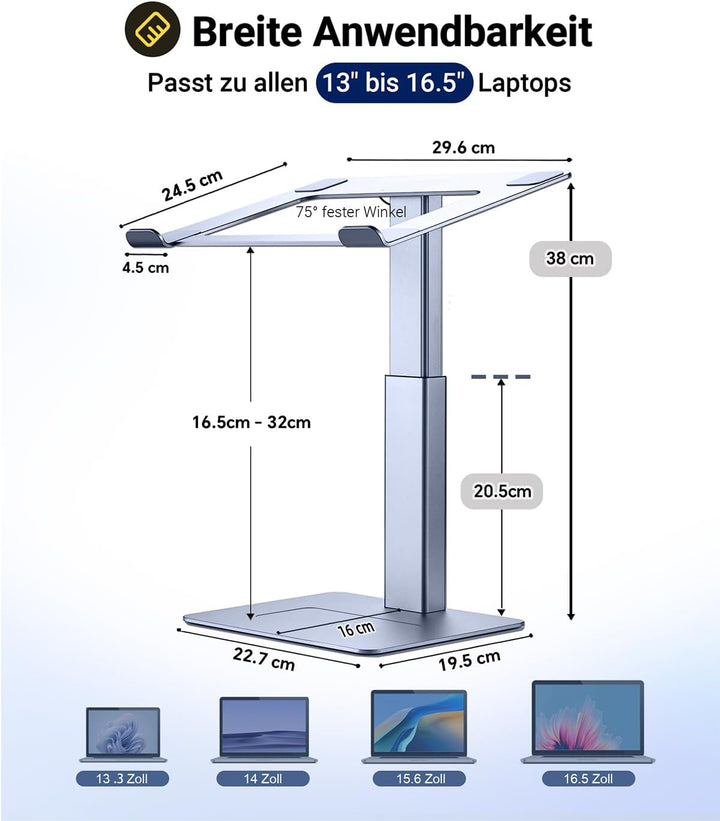 supamir Laptop Ständer Höhenverstellbar, Laptopständer für Schreibtisch, Stehen möglich, DJ Laptop S
