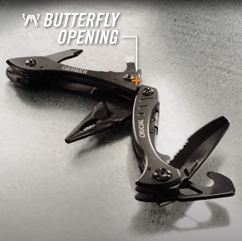 Gerber Multi-Tool mit 9 Funktionen und Gürtel-Clip, Crucial, Mit Gurtschneider und Liner-Lock-Verrie