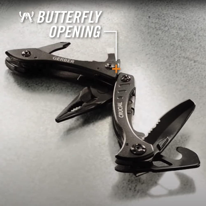 Gerber Multi-Tool mit 9 Funktionen und Gürtel-Clip, Crucial, Mit Gurtschneider und Liner-Lock-Verrie