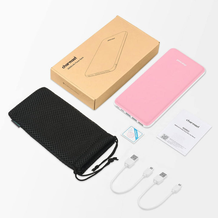 Charmast 26800mAh Powerbank USB C Externer Akku dünne Power Bank Handy Tragbares Ladegerät mit 3 Ein