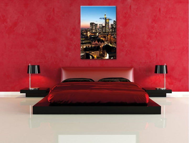 Frankfurt Skyline, Format: 100x70 auf Leinwand, XXL riesige Bilder fertig gerahmt mit Keilrahmen, Ku