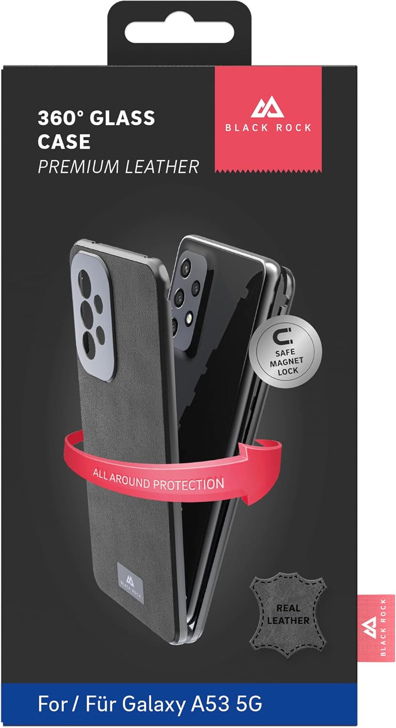 Black Rock - Hülle Leder 360 Grad Glass Case Passend für Samsung Galaxy A53 5G I Handyhülle, Magnet