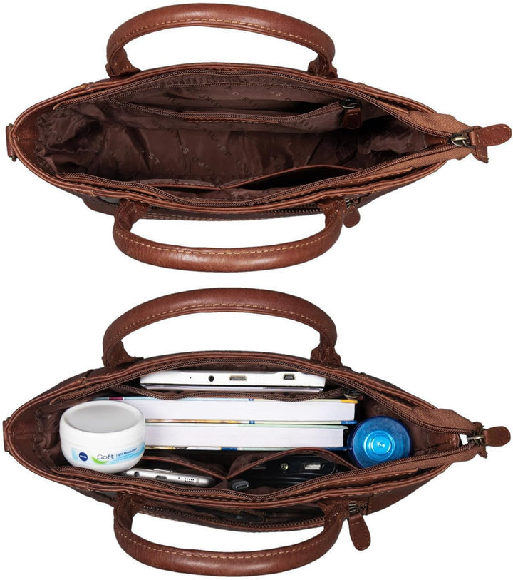 STILORD 'Meghan' Leder Handtasche Damen Umhängetasche Klein Ledertasche für Frauen zum Umhängen und