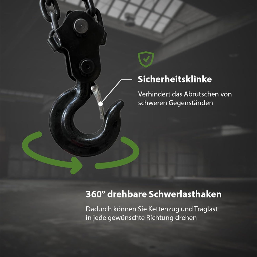 TrutzHolm® Flaschenzug Seilzug Kettenzug Hebezug Ratschenzug 2000 kg / 2 t Tragkraft - 3000 mm / 3 m