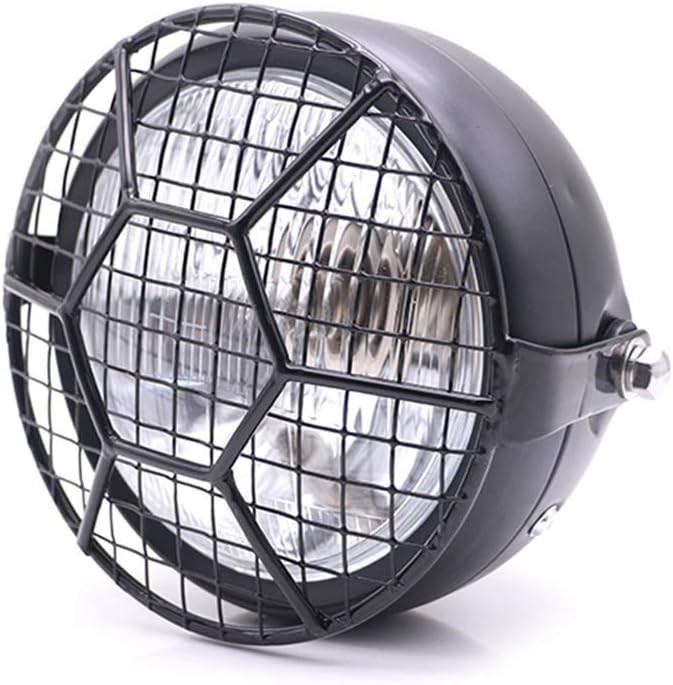 Motorrad Scheinwerfer, Retro 6 '' Universal Halogen Frontscheinwerfer mit Lampenschirmabdeckung zur