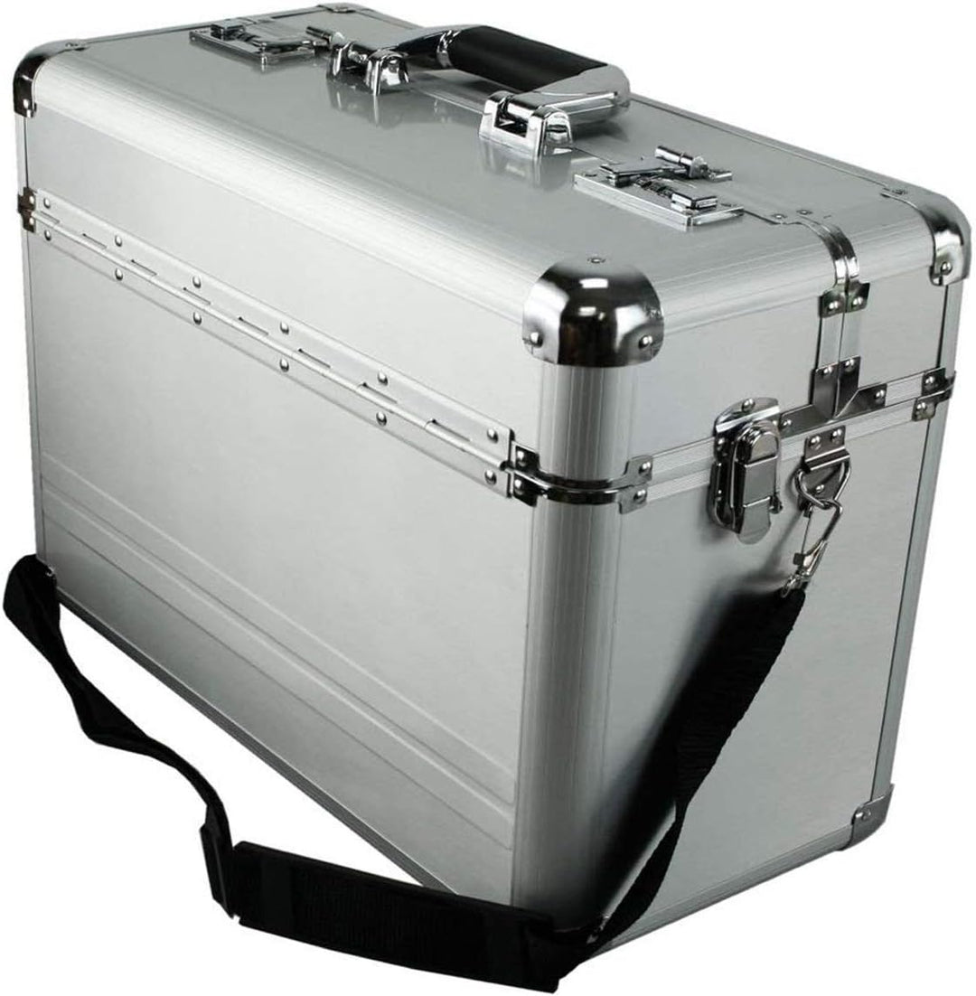 Bowatex Aktenkoffer Umhänge Gurt Alukoffer Pilotenkoffer Alu Koffer Silber 46cm