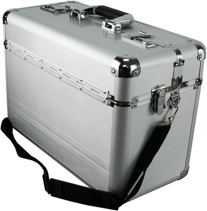 Bowatex Aktenkoffer Umhänge Gurt Alukoffer Pilotenkoffer Alu Koffer Silber 46cm