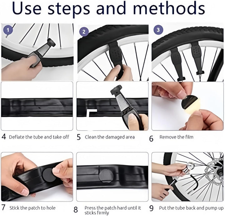 COZYROOMY Fahrrad Reifen Reparaturset - Reparatur Werkzeug Set mit 210 Psi-Minipumpe 10 in 1 Multito