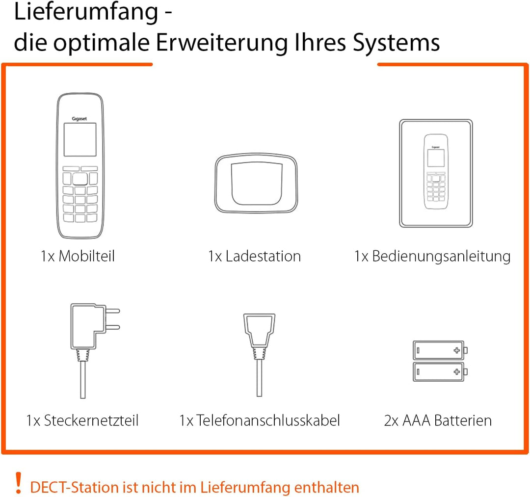 Gigaset E290HX - DECT-Mobilteil mit Ladeschale - Fritzbox-kompatibel - Schnurloses Senioren-Telefon
