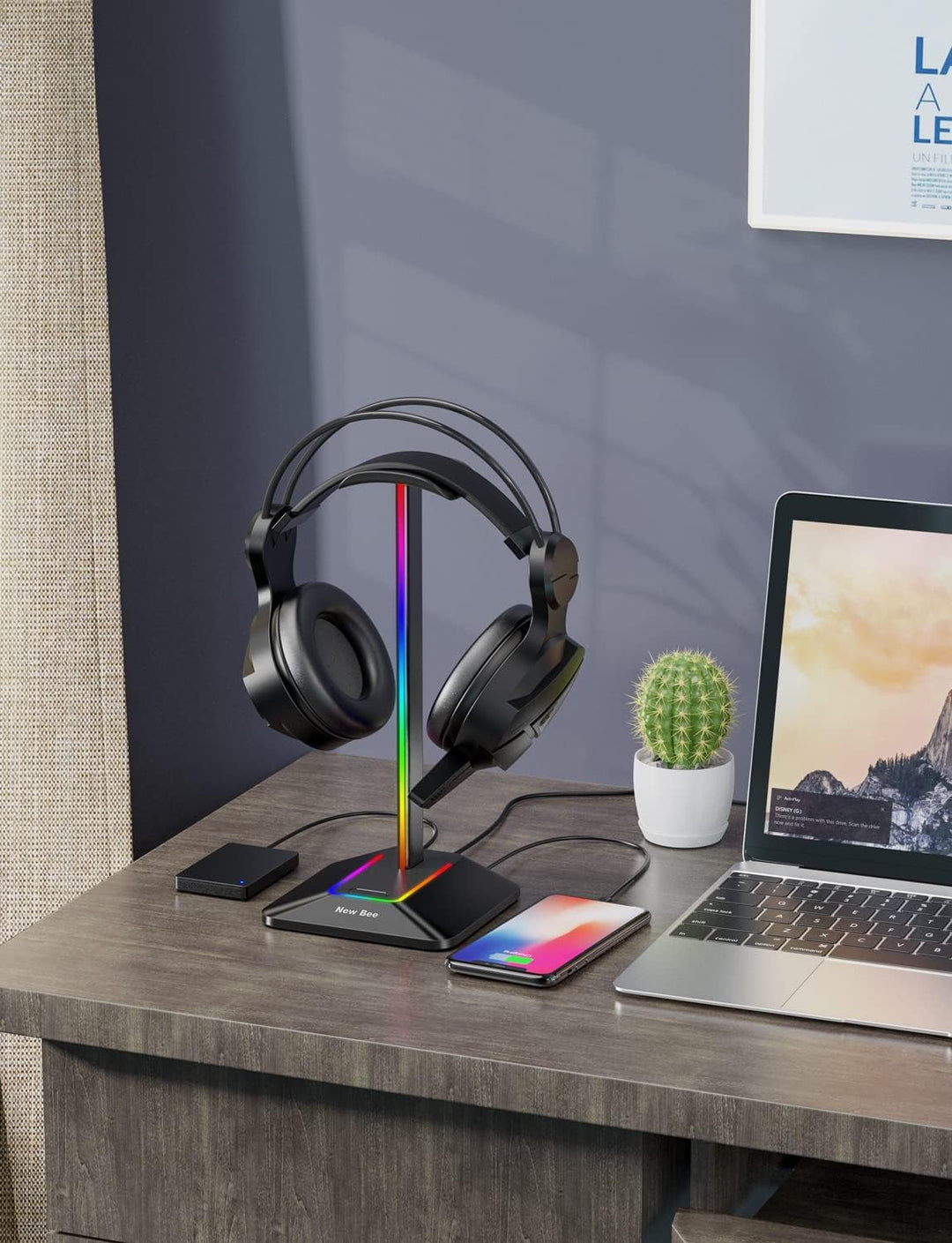 New bee Kopfhörer Ständer RGB Headset Halterung mit USB Typ-C Ladegeräten und Datenübertragung Unive