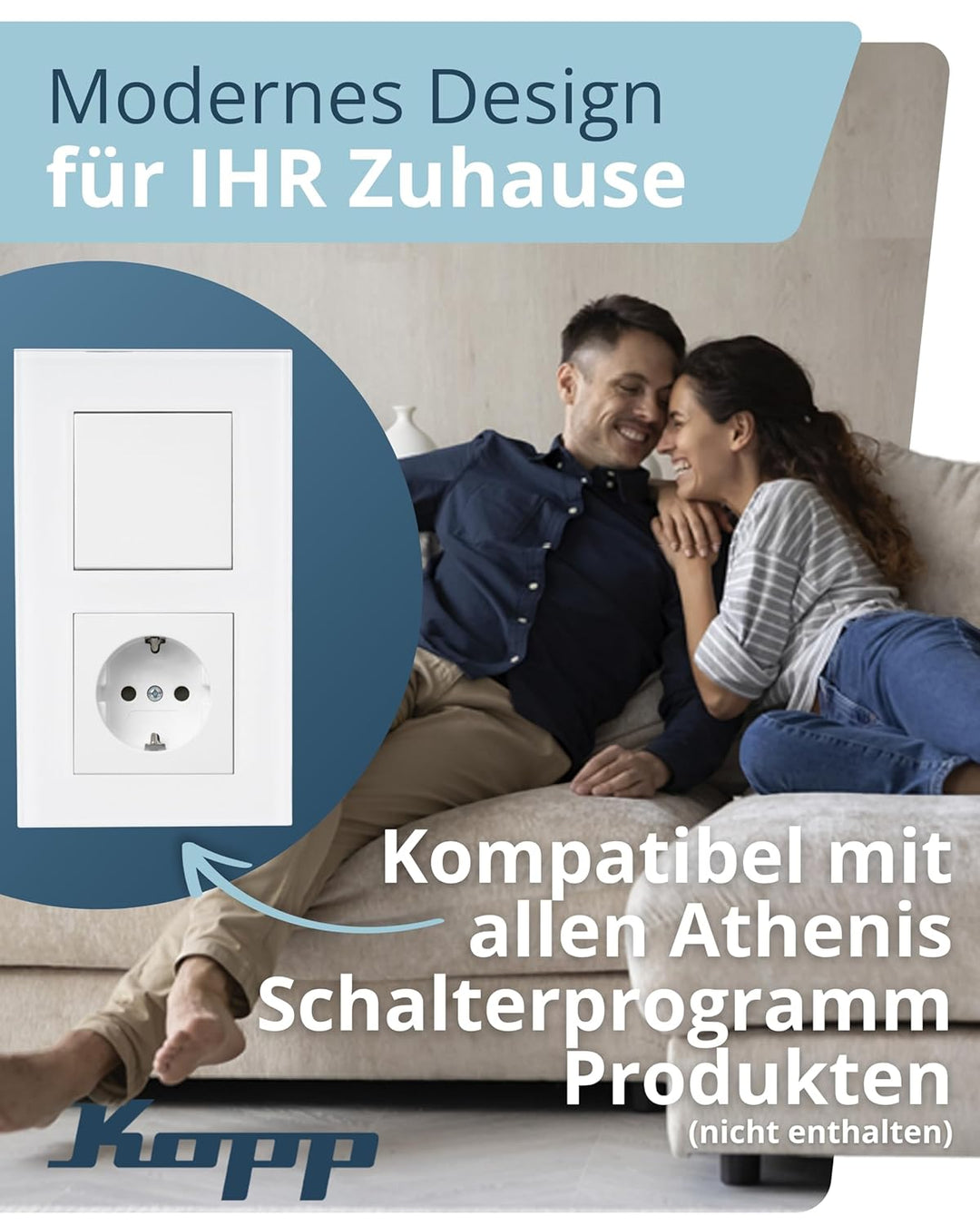 Kopp 405402018 2-Fach Echtglas-Rahmen Abdeckrahmen Glas Weiss 2-fach Weiss, 2-fach Weiss