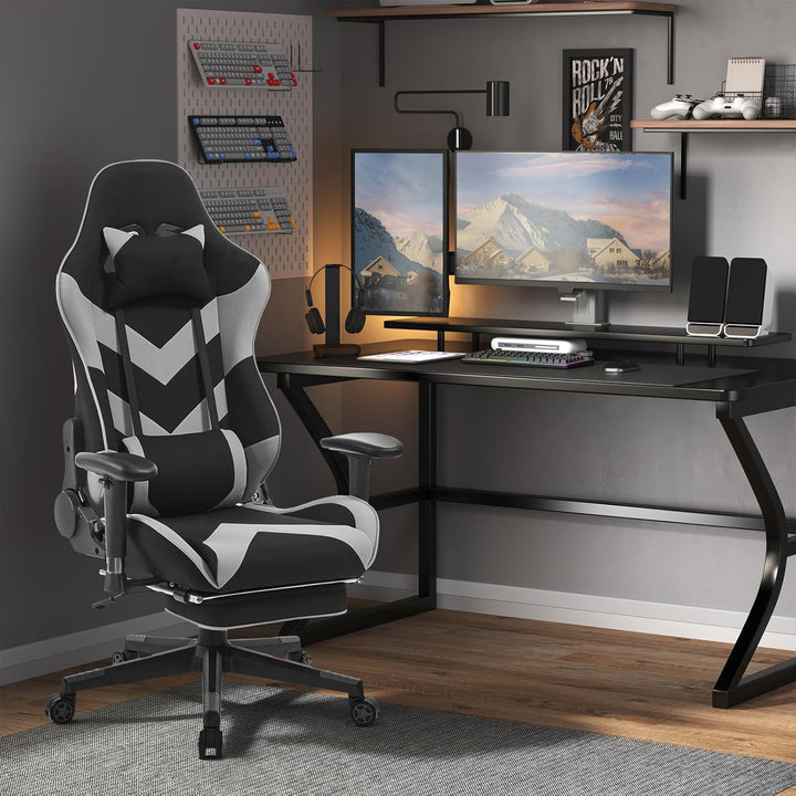 WOLTU® Racing Stuhl BS21gr Gaming Stuhl Bürostuhl Schreibtischstuhl Sportsitz mit Kopfstütze und Len