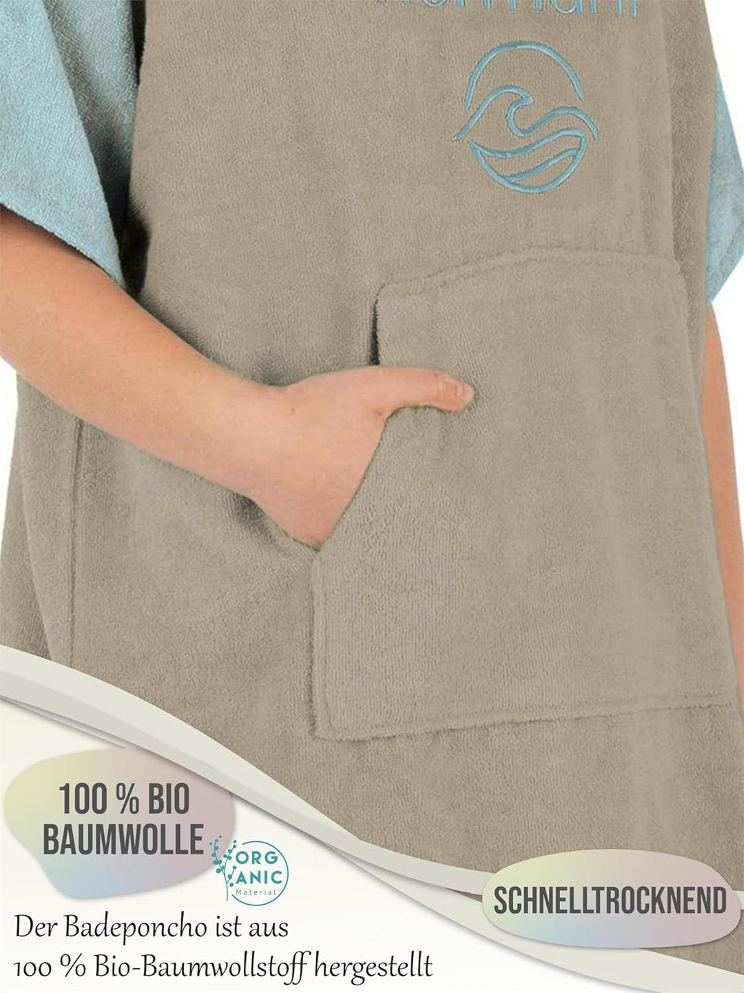 normani Kinder Badeponcho - Badehandtuch aus 100% Bio-Baumwolle - Surfer Poncho für Jungen und Mädch