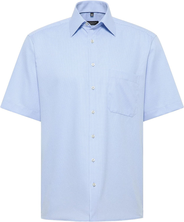 ETERNA Herren strukturiertes Baumwoll-Kurzarmhemd Comfort FIT 40 Hellblau, 40 Hellblau