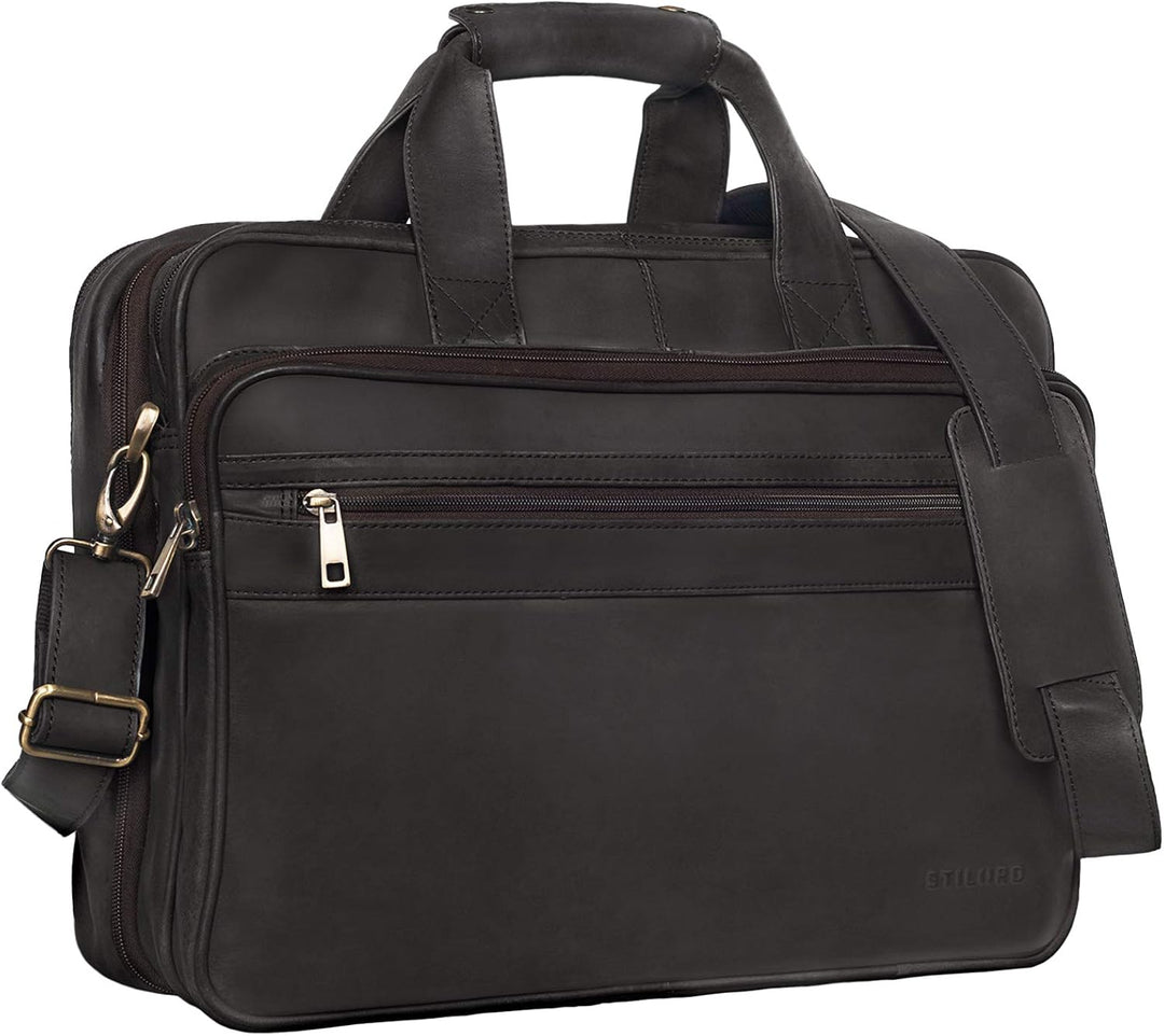 STILORD 'Leopold' XL Echtleder Aktentasche - der verbesserte Geheimtipp für Lehrerzimmer & Büro - Bu