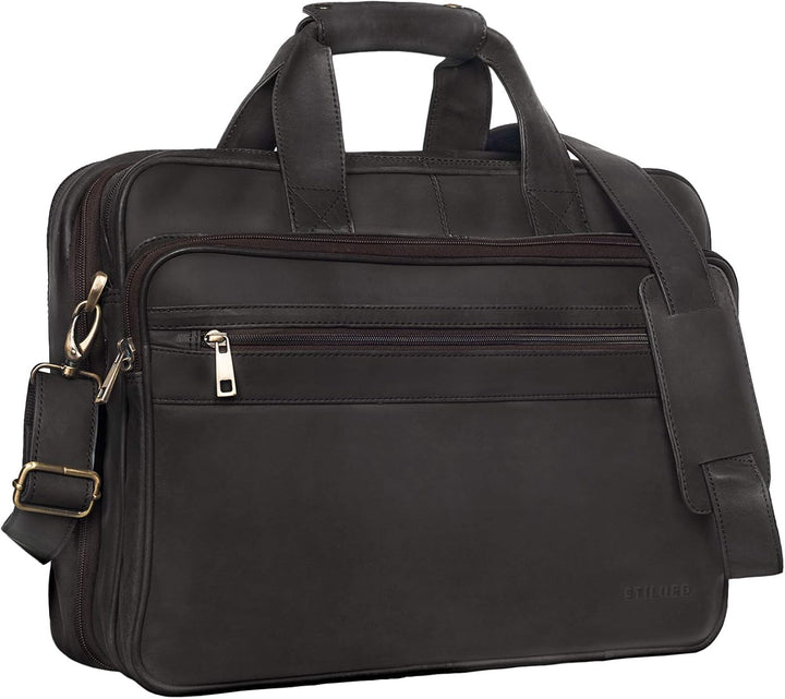 STILORD 'Leopold' XL Echtleder Aktentasche - der verbesserte Geheimtipp für Lehrerzimmer & Büro - Bu
