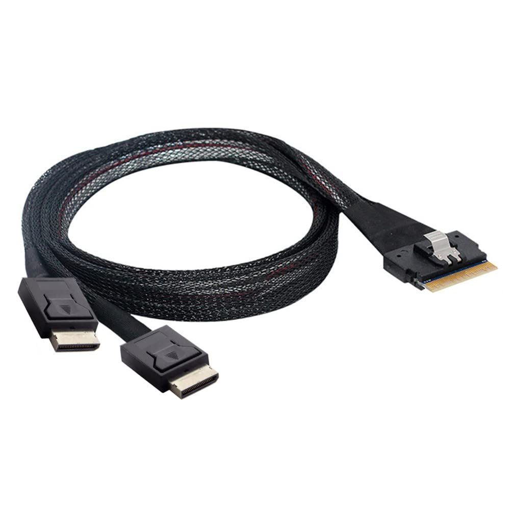 xiwai PCI-E Ultraport Slimline SAS Slim 4.0 SFF-8654 8i 74pin auf Dual Oculink SFF-8611 Kabel 50 cm