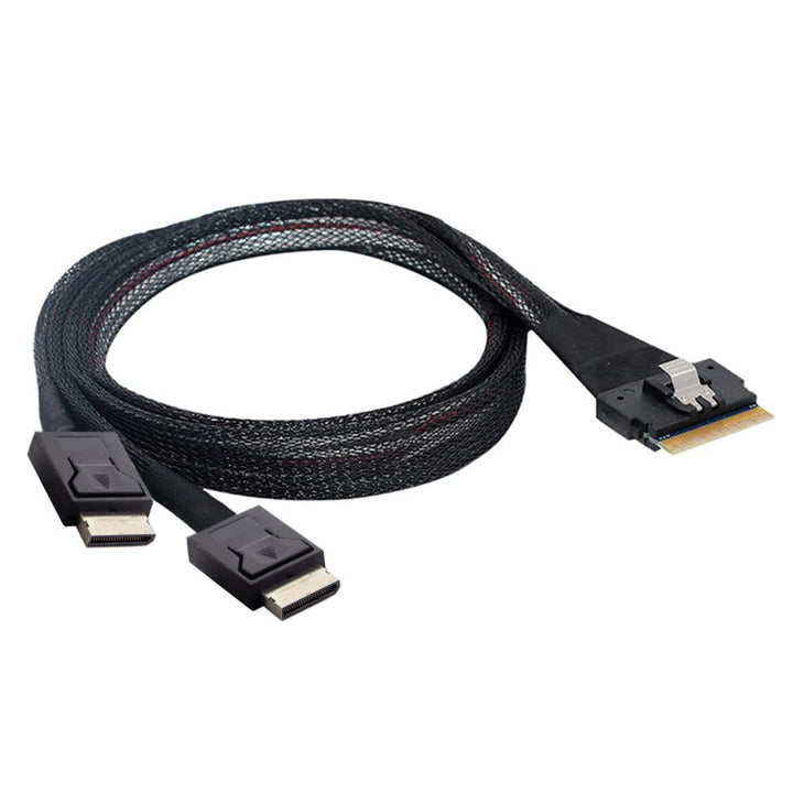 xiwai PCI-E Ultraport Slimline SAS Slim 4.0 SFF-8654 8i 74pin auf Dual Oculink SFF-8611 Kabel 50 cm