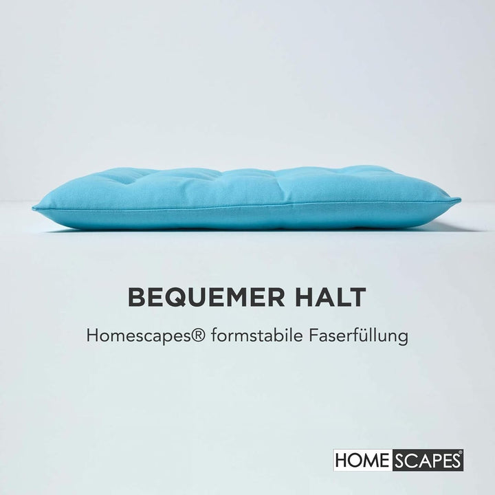 Homescapes 4er Set Stuhlkissen 40 x 40 cm, blau/hellblau, Sitzkissen mit Bändern und Knopfverschluss