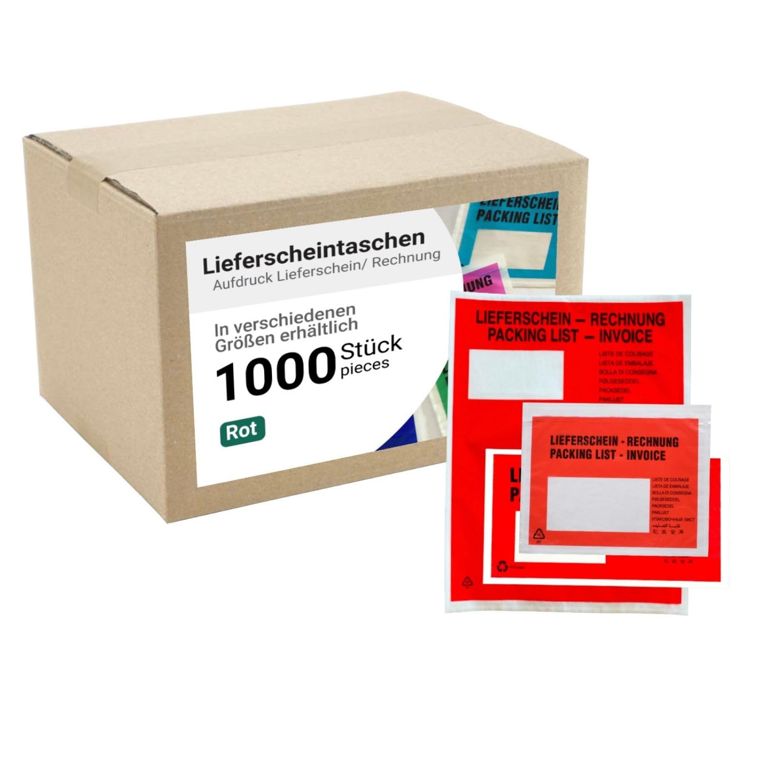 Versando Lieferscheintaschen C6 – 100 Stück, Selbstklebend, Rot/schwarz, Wasserdicht Für Rechnungen & Zollpapiere