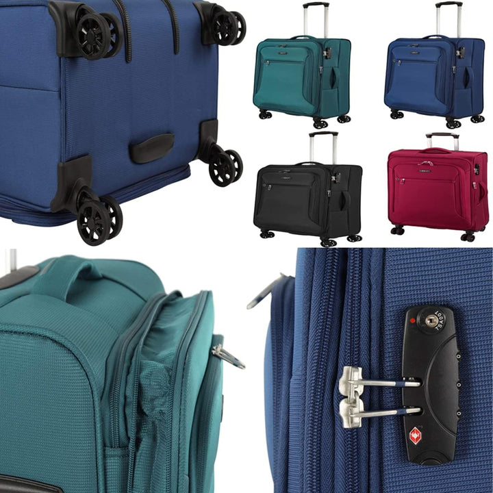 Bowatex Koffer 78 cm gross Leicht Weicher Stoff Rollen Trolley Schwarz 120 Liter