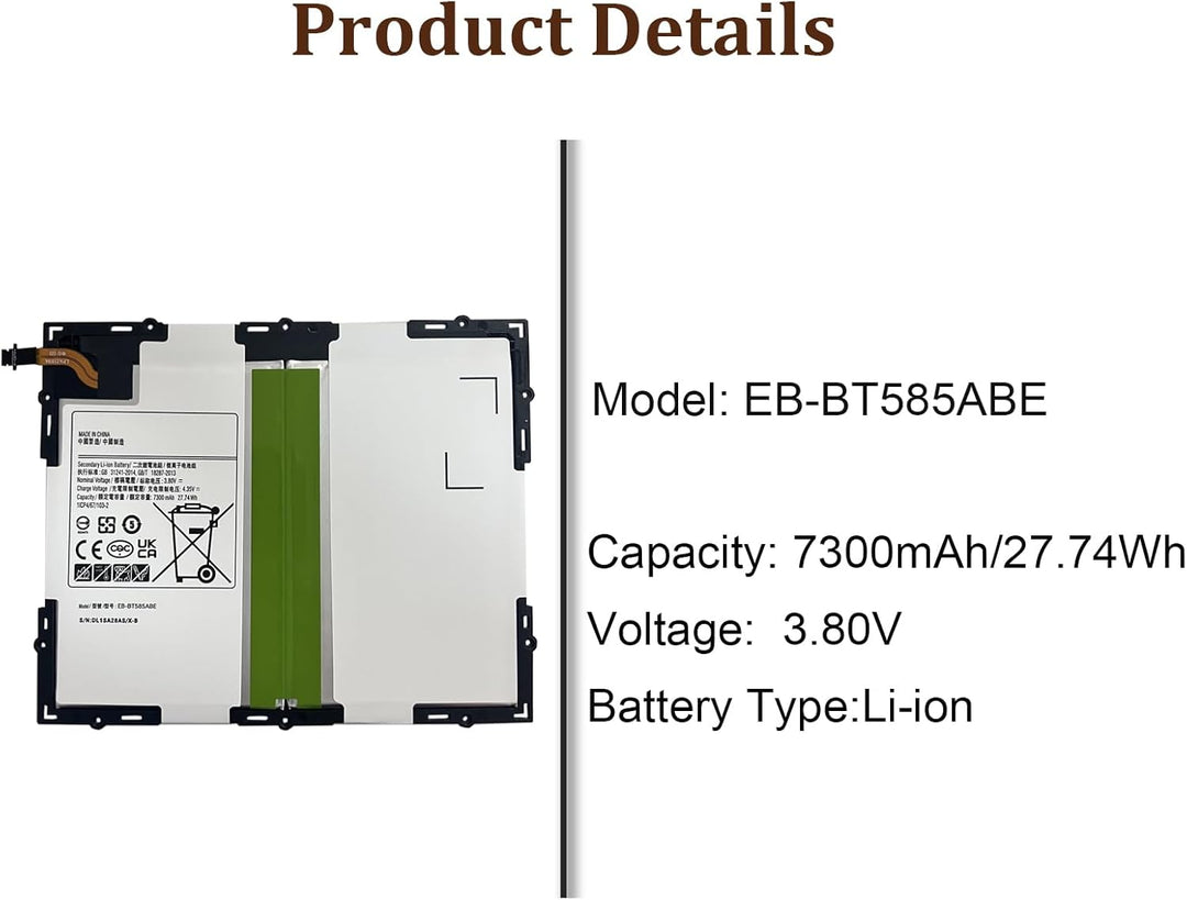 HIGHAKKU Ersatzakku EB-BT585ABA EB-BT585ABE kompatibel mit Samsung Galaxy Tab A 10.1 2016 TD-LTE SM-