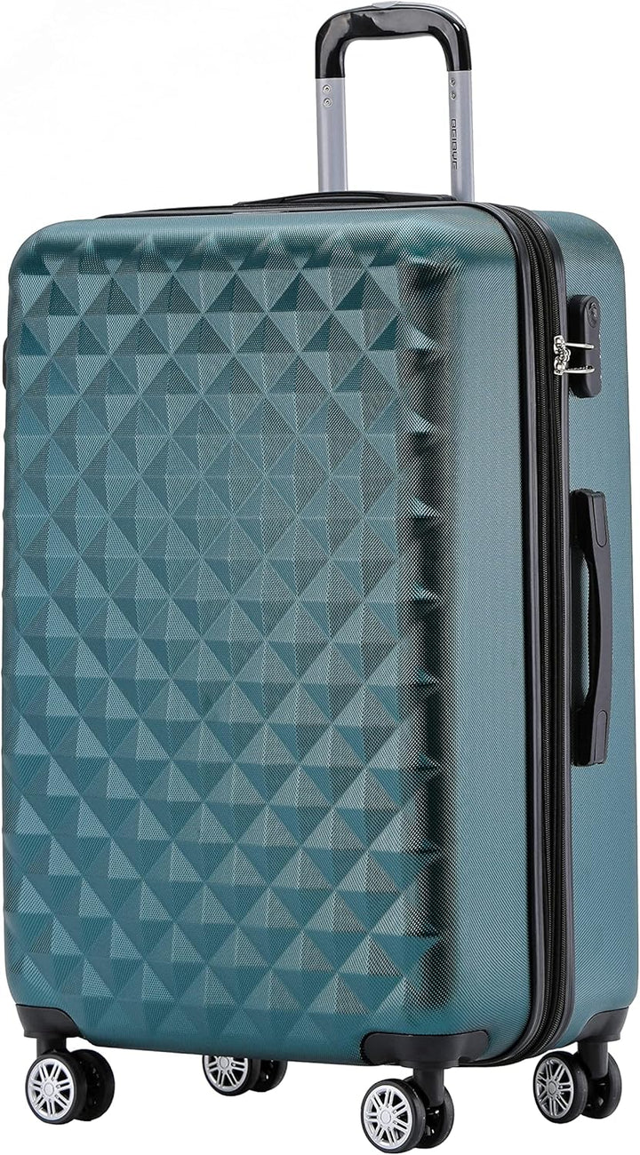BEIBYE Zwillingsrollen 2066 Hartschale Trolley Koffer Reisekoffer Gepäck M-L-XL-Set (Dunkelgreen, L)