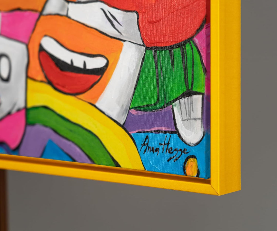 YS-Art Pop Art Abstrakt Acryl Gemälde auf Leinwand Farbenfrohe Welt handgemalt Wandbilder Wohnzimmer