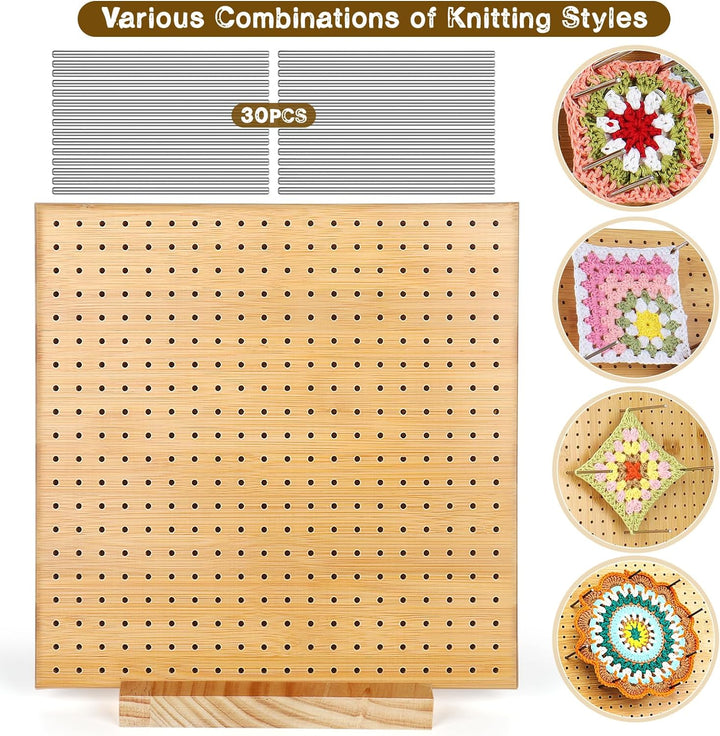Coopay Granny Squares Blocking Board Gross, 28 x 28 cm Sperrbrett für Granny Square, Wooden Blocking