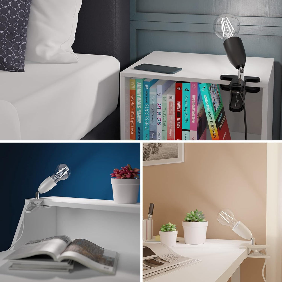 ledscom.de 2x E27 Klemmleuchte LIK, schwarz inkl. E27 PAR30 LED Reflektor-Lampe 1025lm weiss