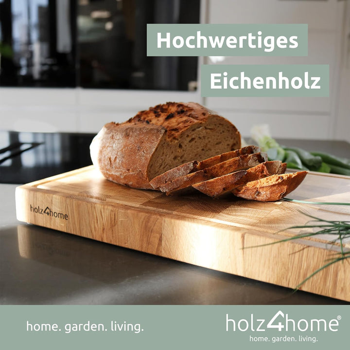 holz4home® Premium Schneidebrett Stirnholz aus Eiche I 40 x 30 x 4 cm I Hackbrett Unterlage für die