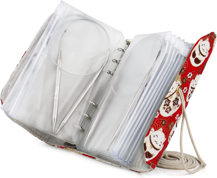 Coopay Rundstricknadel Set mit Lose-Blat Tasche, 9 Stück Edelstahl Stricknadeln Rundstricknadel 40 c