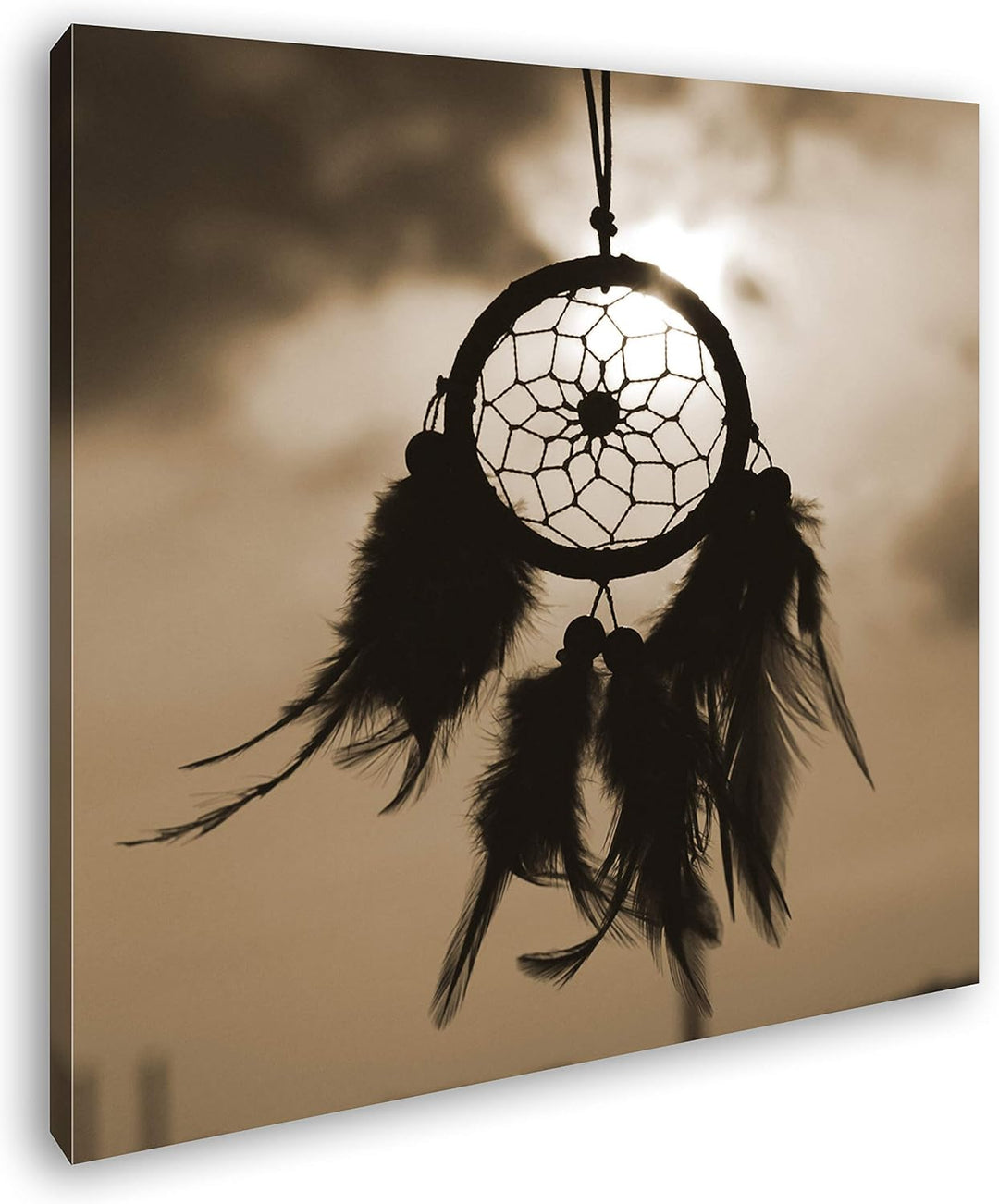 deyoli Traumfänger im Wind Format: 70x70 Effekt: Sepia als Leinwandbild, Motiv auf Echtholzrahmen, H