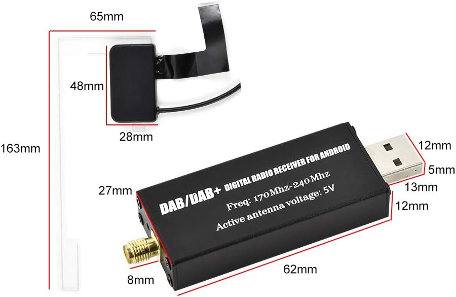 CAMECHO Car Kit DAB Adapter Radioempfänger, Universal DAB Modul mit Antenne für Android Autoradio 2