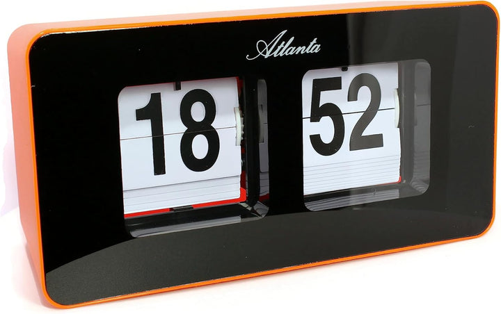 Atlanta Moderne Tischuhr Quarz mit Retro Flip Anzeige - 4464 (Orange/Schwarz) Gelb/Schwarz, Gelb/Sch