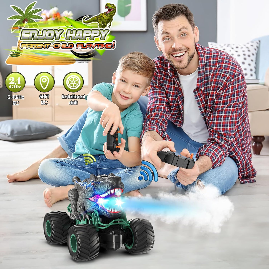 HappyGoLucky Monstertruck Ferngesteuertes Auto ab 3 4 5 6 7 8 Jahre, Dinosaurier Spielzeug ab 3-10 J