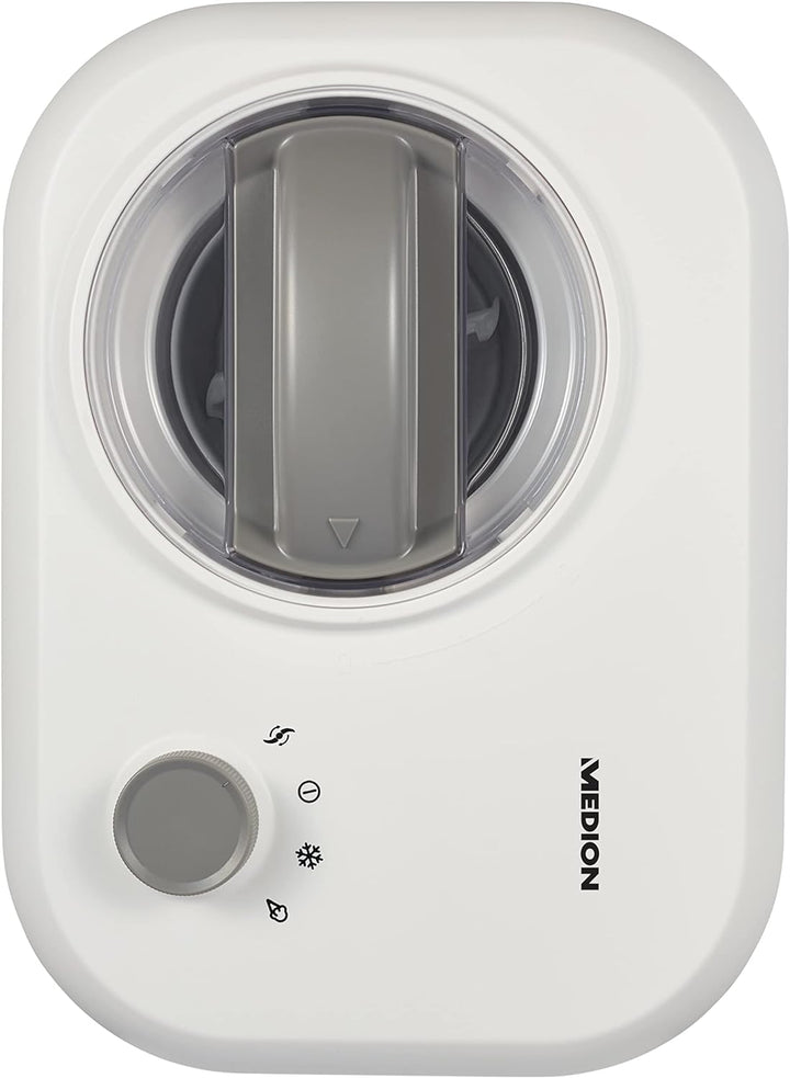 MEDION Eismaschine mit Kompressor (Eiscremebereiter, 1 Liter, 100 Watt, Aluminium Behälter, Zubereit